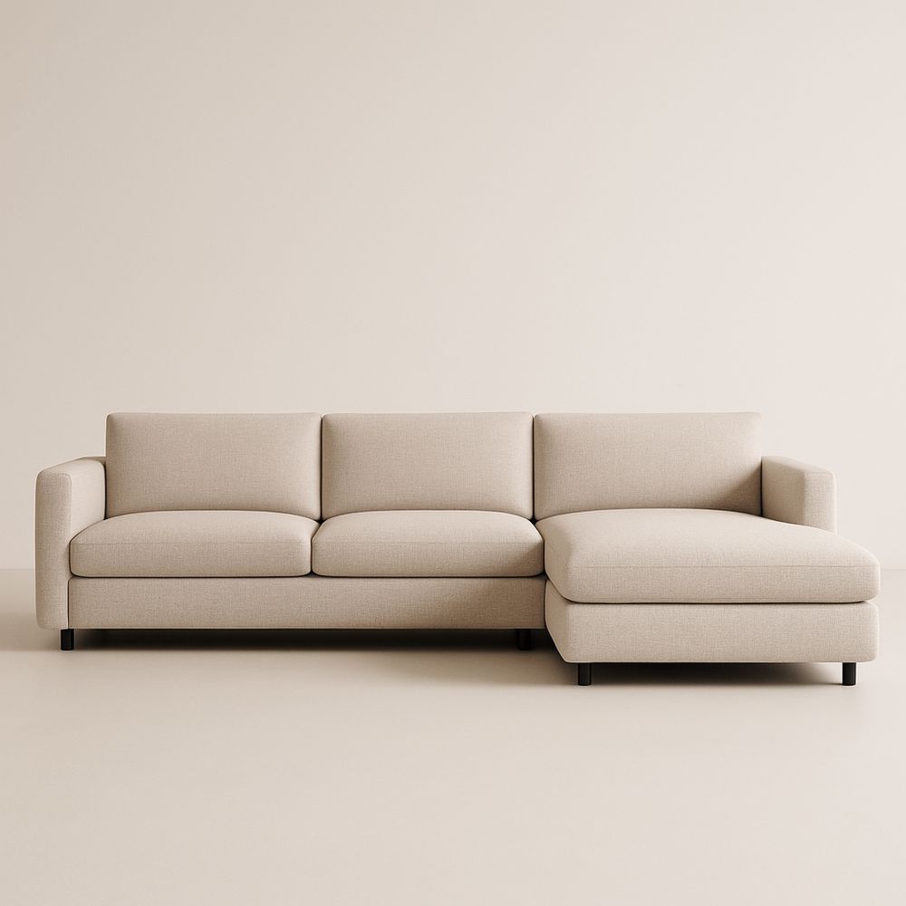 Divano Angolare 3 Posti Tessuto Beige