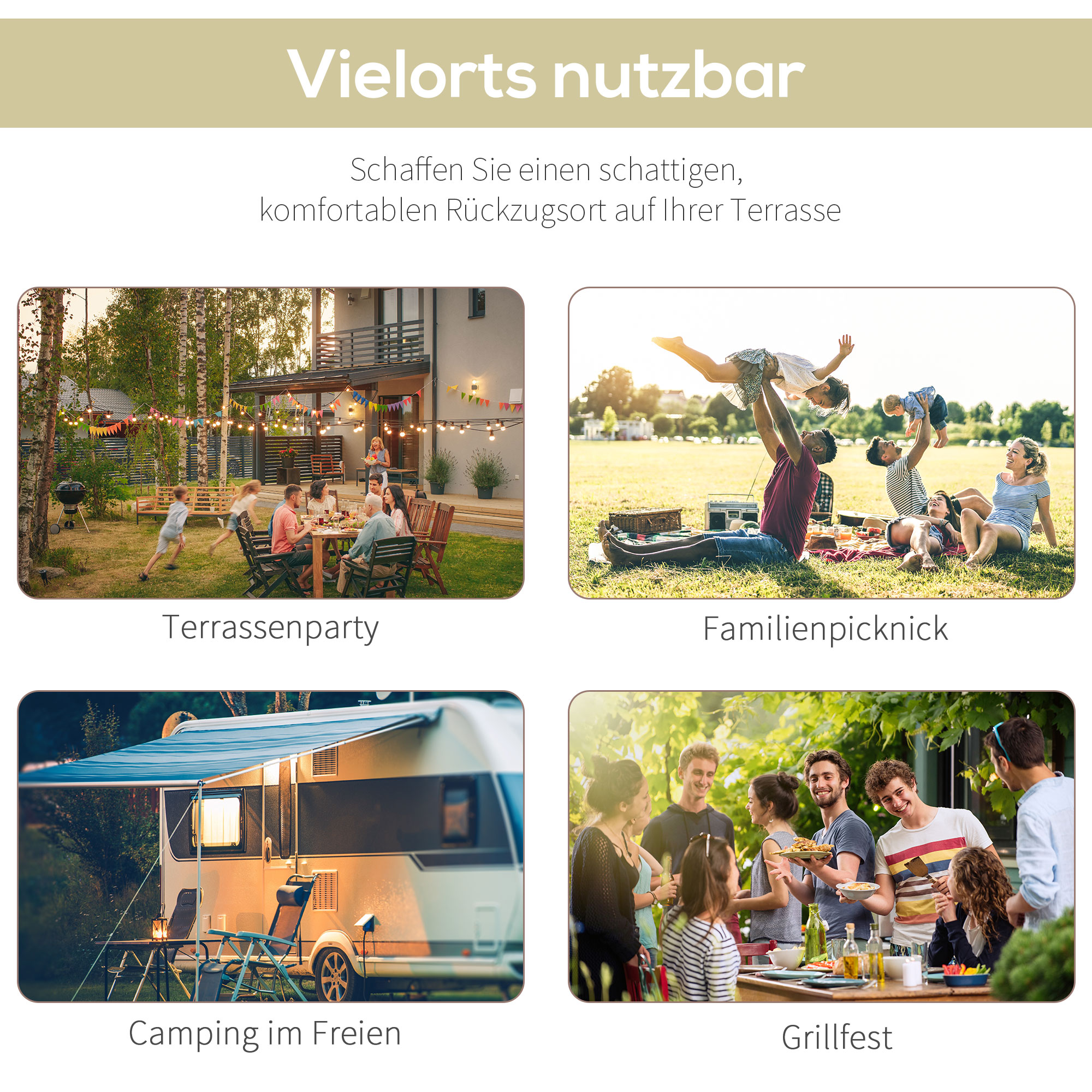 Outsunny Paviljoen tuinpaviljoen zonwering met opklapbaar afdak UV-bescherming 3 x 2,5 m