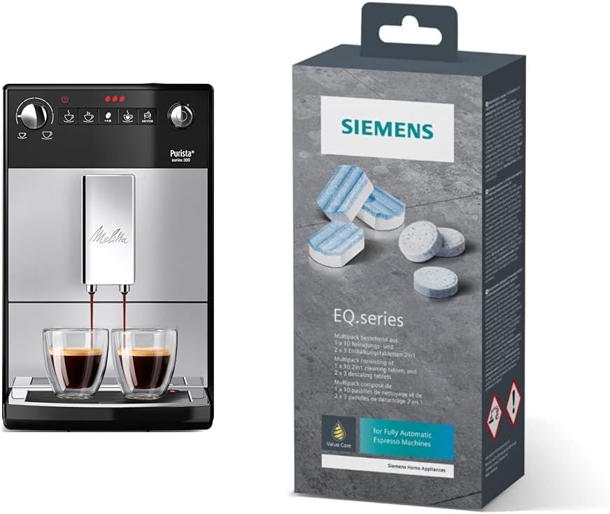 Melitta Purista - Kaffeevollautomat mit Lieblingskaffee-Funktion, Kaffeemaschine mit Mahlwerk und 3-stufig einstellbarer Kaffeestärke, für Kaffee und Espresso, schwarz