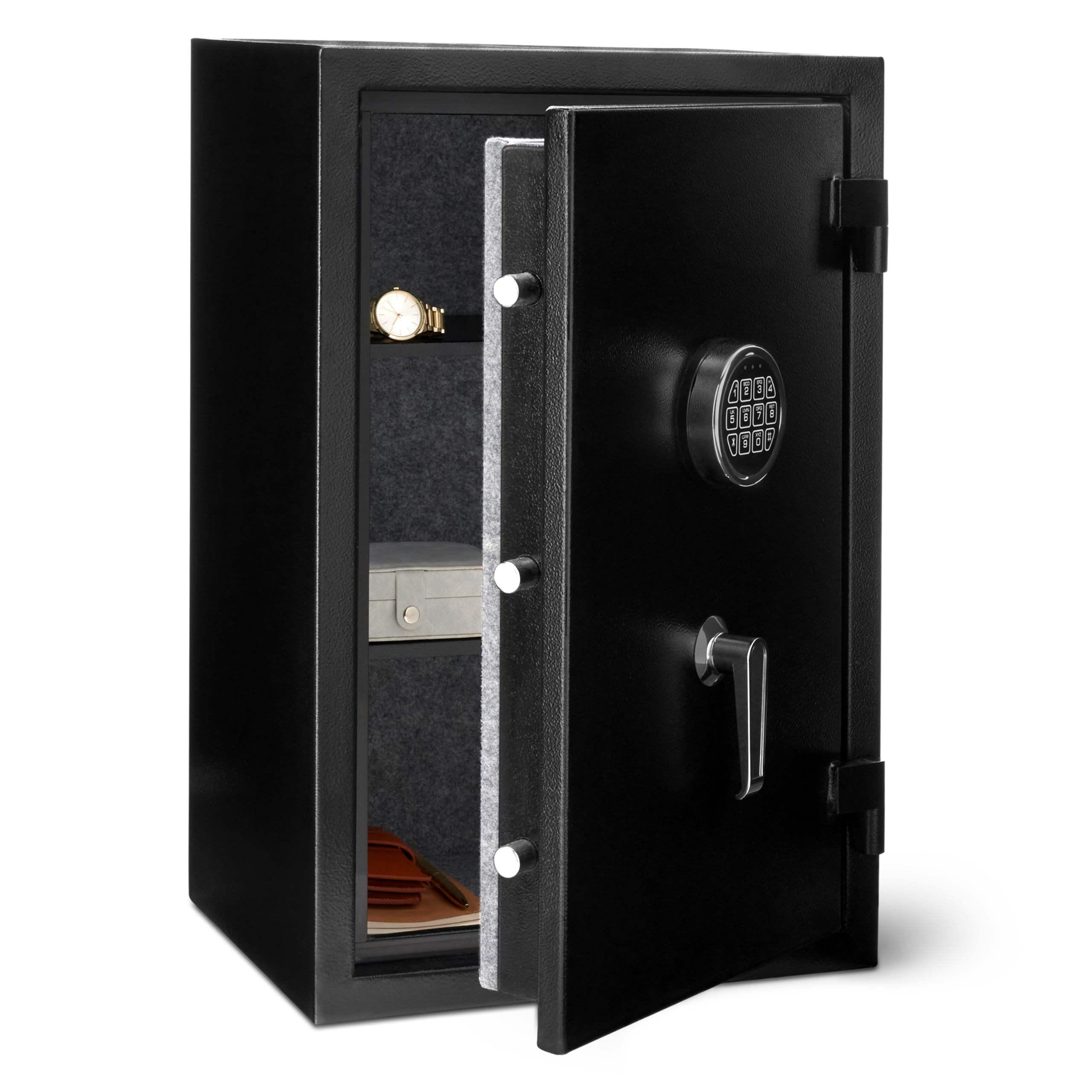 Amazon Basics feuerfester Safe mit programmierbarem elektronischem Tastenfeld 60 l schwarz 43x35x66 cm