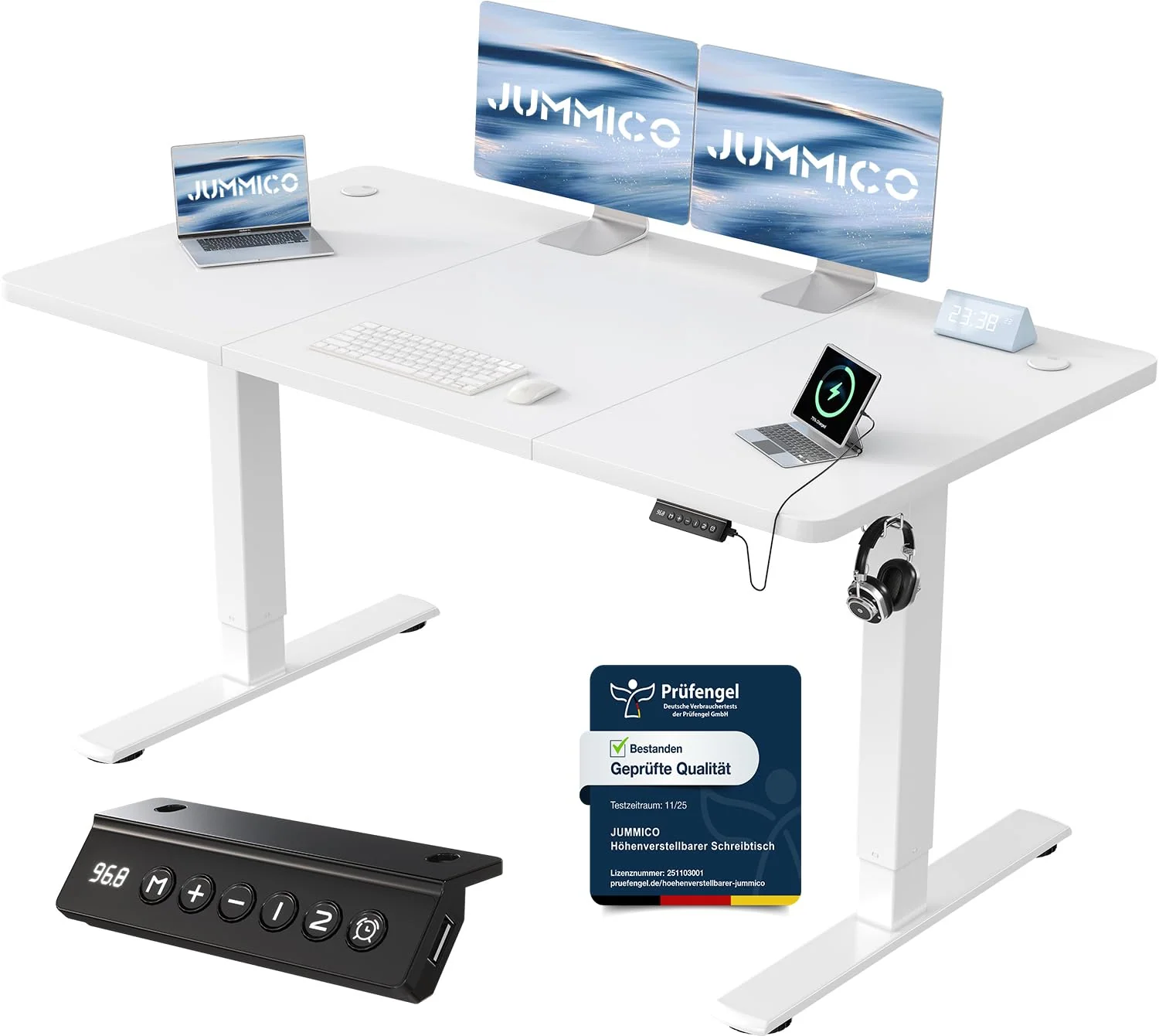 JUMMICO Elektrisch höhenverstellbarer Schreibtisch mit USB-Anschluss