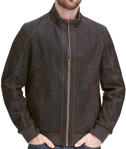 Mens Brown Vintage Leather Bomber Jacket