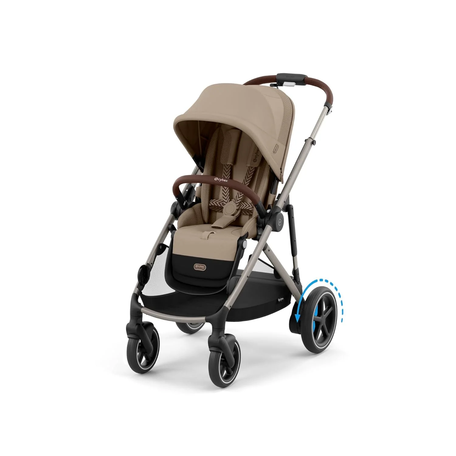 CYBEX Gold Kinderwagen e-GAZELLE S, Ab Geburt bis ca. 4 Jahre, Max. 22 kg (Single-Modus) / 2x 22 kg (Duo-Modus), All-in-1-System mit E-Antrieb und 20+ Konfigurationen, Moon Black