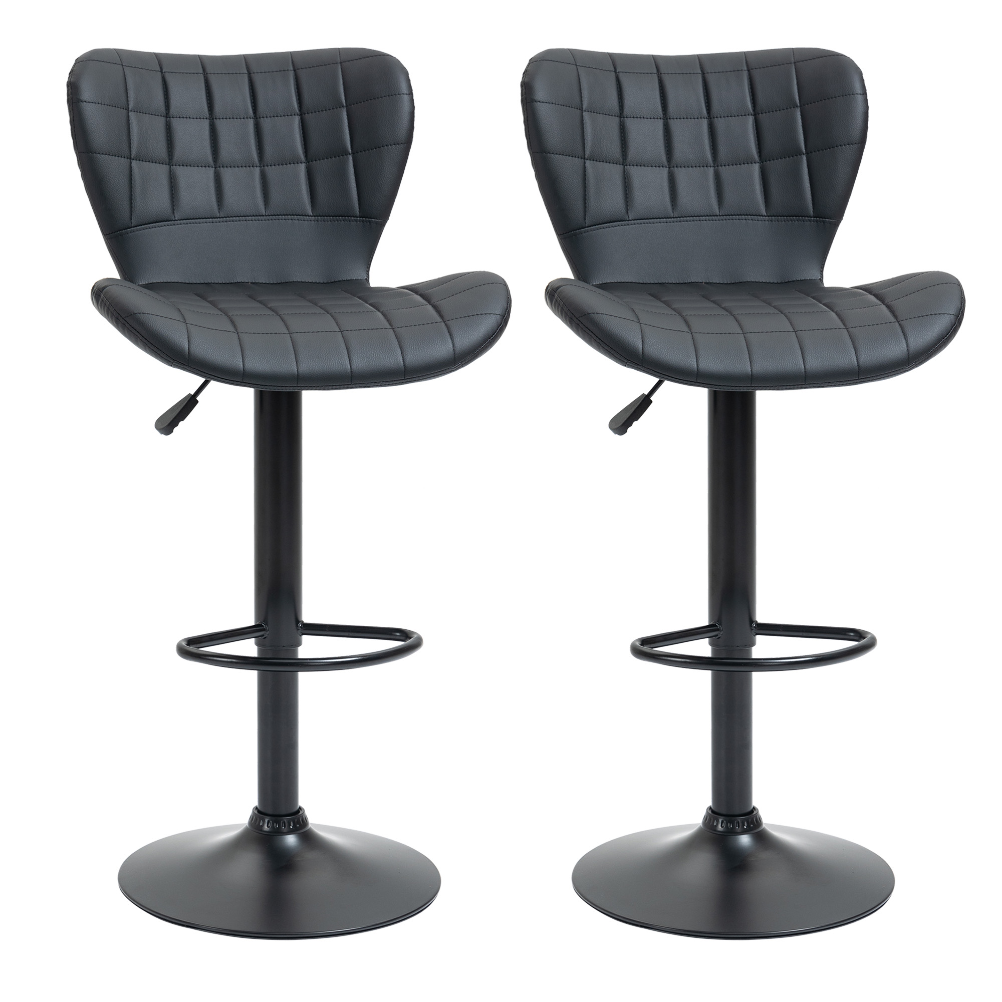 HOMCOM 2-er-Set Barhocker Retrodesign 47 cm x 51,5 cm x 89-109 cm Schwarz