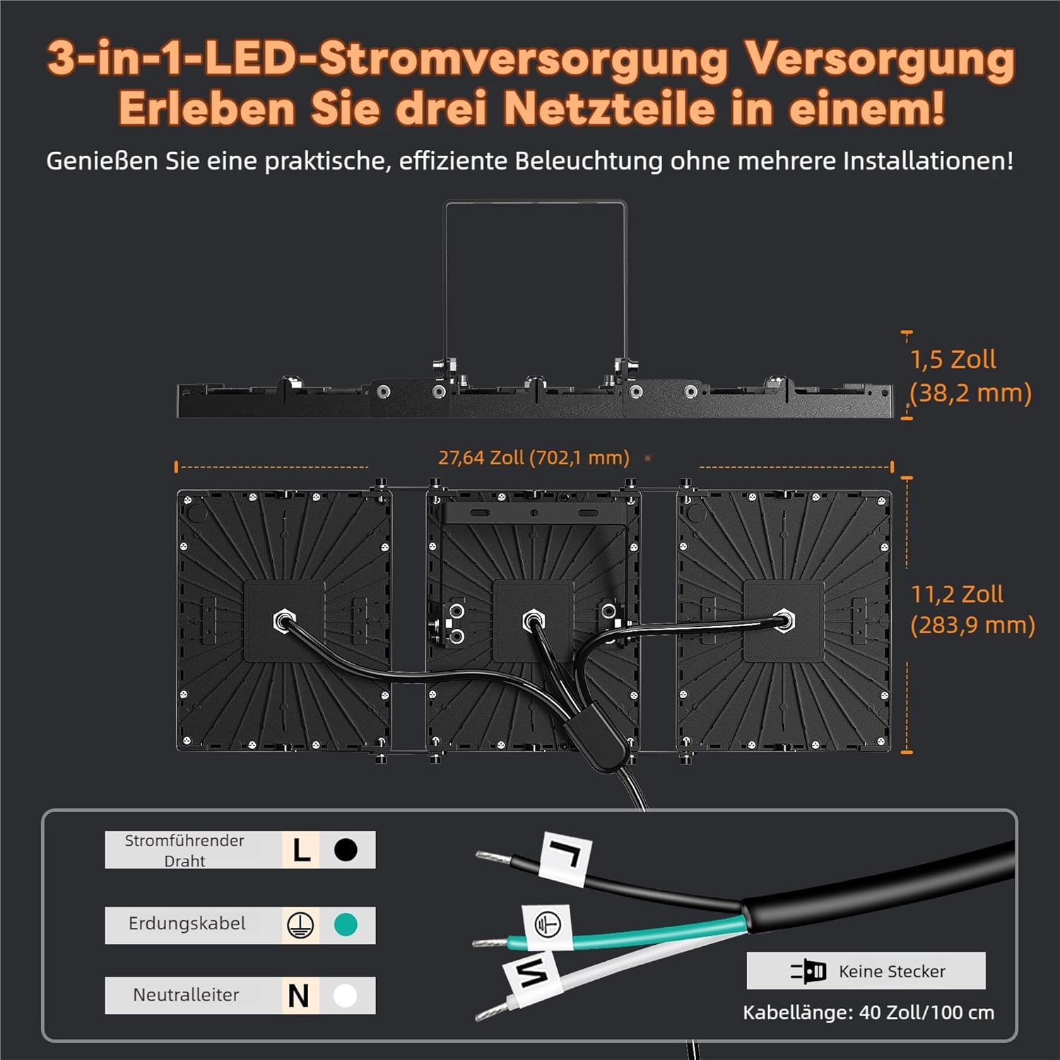 SOLLA-2025 Lite 480W LED Außenflutlicht, 48000LM, 6000K Tageslichtweiß IP66 Wasserdicht, 3 Köpfe Verstellbares Außen-Sicherheitsbeleuchtung für Parkplätze, Höfe, Spielfeld-Schwarz-2 Pack
