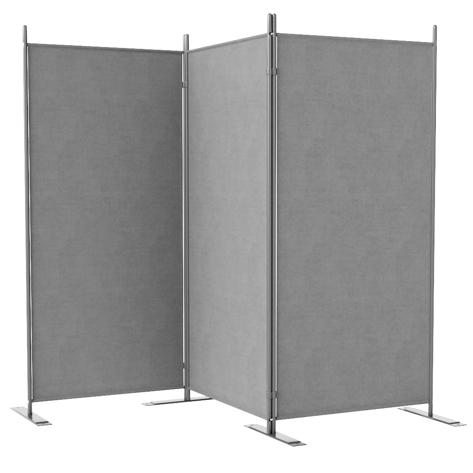 Outsunny Paravent mit 3 faltbaren und verstellbaren Paneelen, Polyester und Metall, 252x44x176 cm, Dunkelgrau