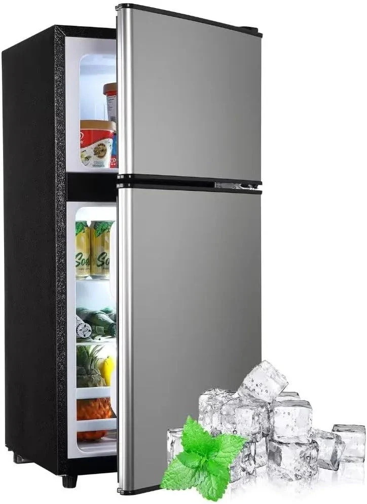 Apartment-sized refrigerator, 3.5 cubic feet (approx. 99 liters) usable capacity, small refrigerator with freezer compartment, suitable for houses and apartments, freestanding