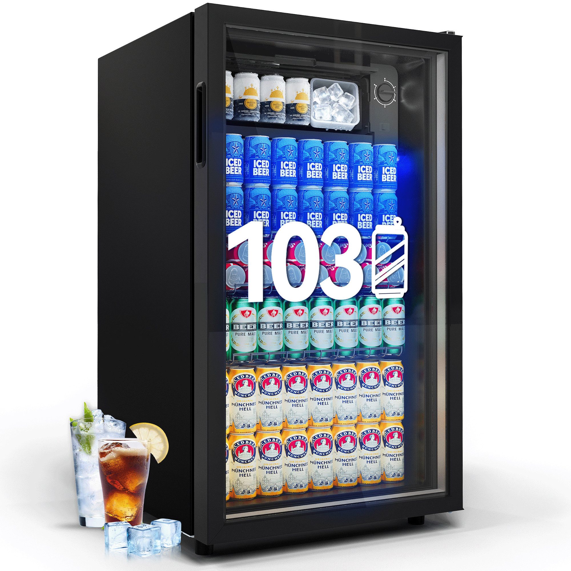 Getränkekühlschrank mit glastür,LED-Beleuchtung, Leiser BC-98