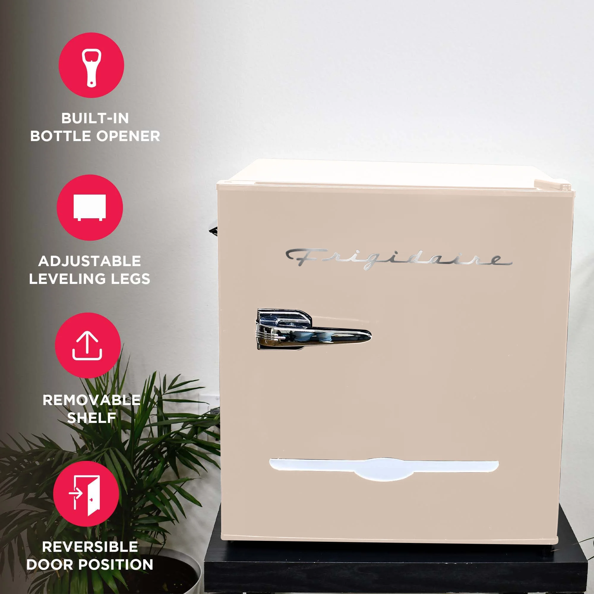 Frigidaire 1.6 Cu ft. Retro Compact Refrigerator with Side Bottle Opener, Coral