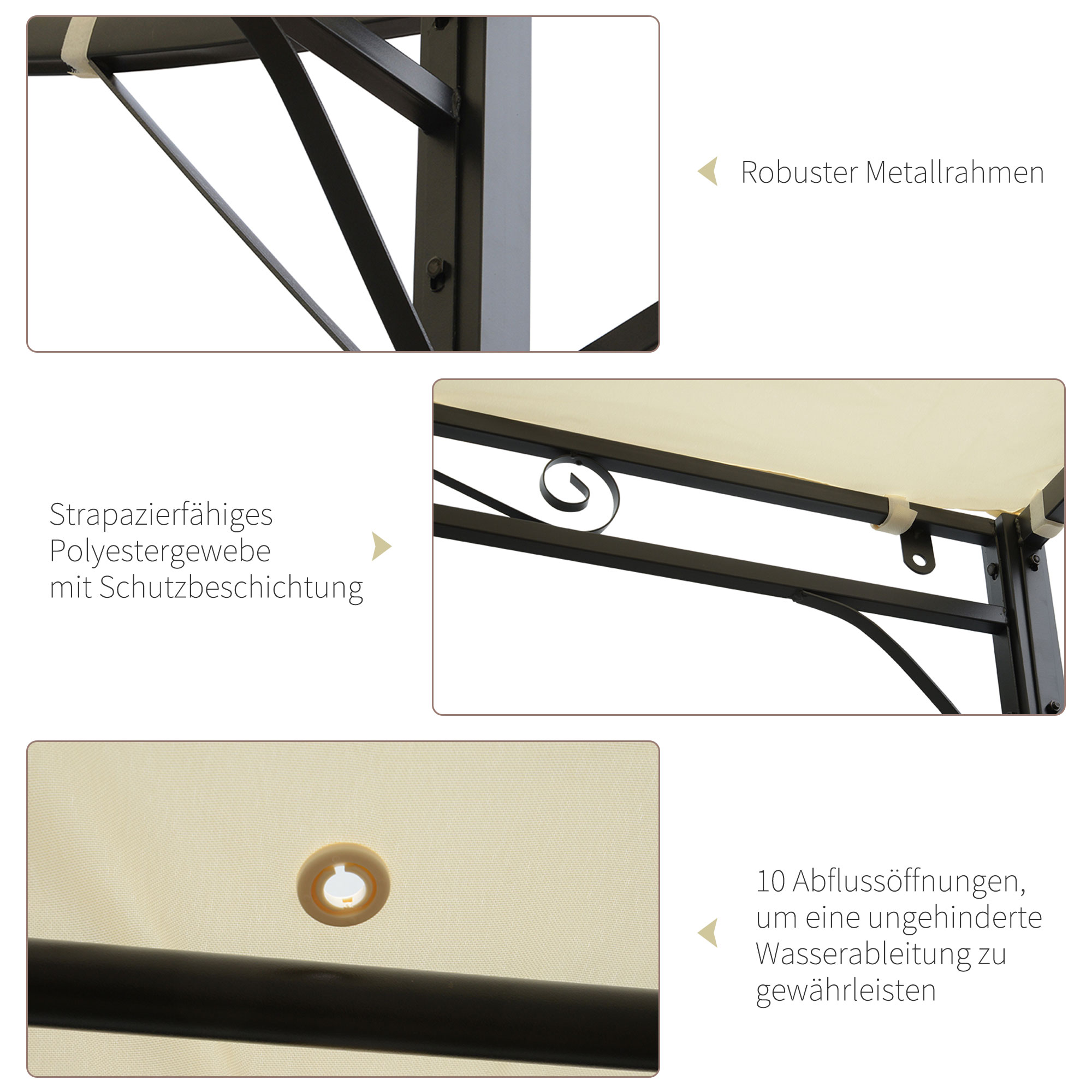 Outsunny Paviljoen tuinpaviljoen zonwering met opklapbaar afdak UV-bescherming 3 x 2,5 m