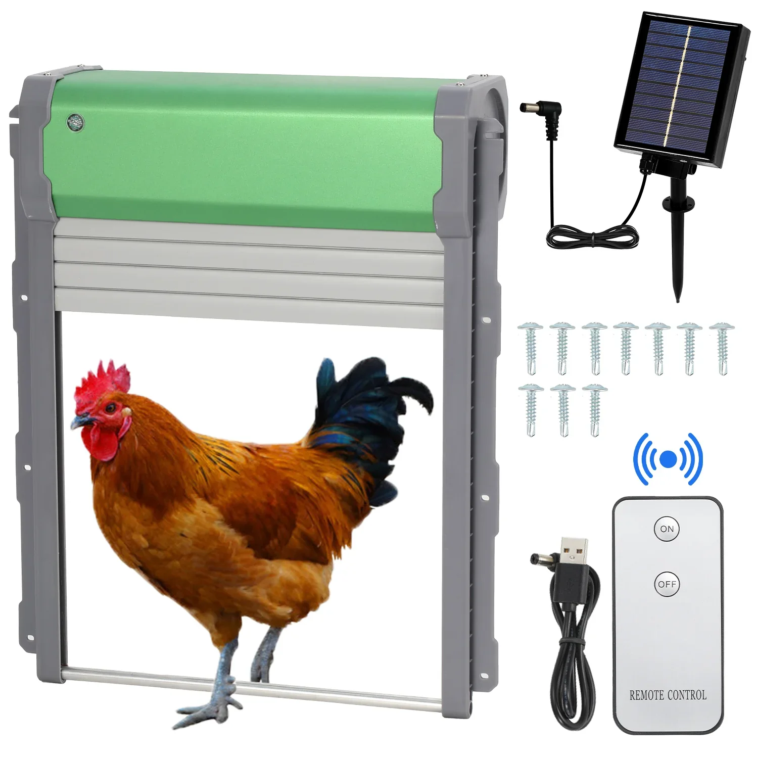Sonnewelt Automatische kippenhokdeur op zonne-energie met lichtsensor en tijdregeling