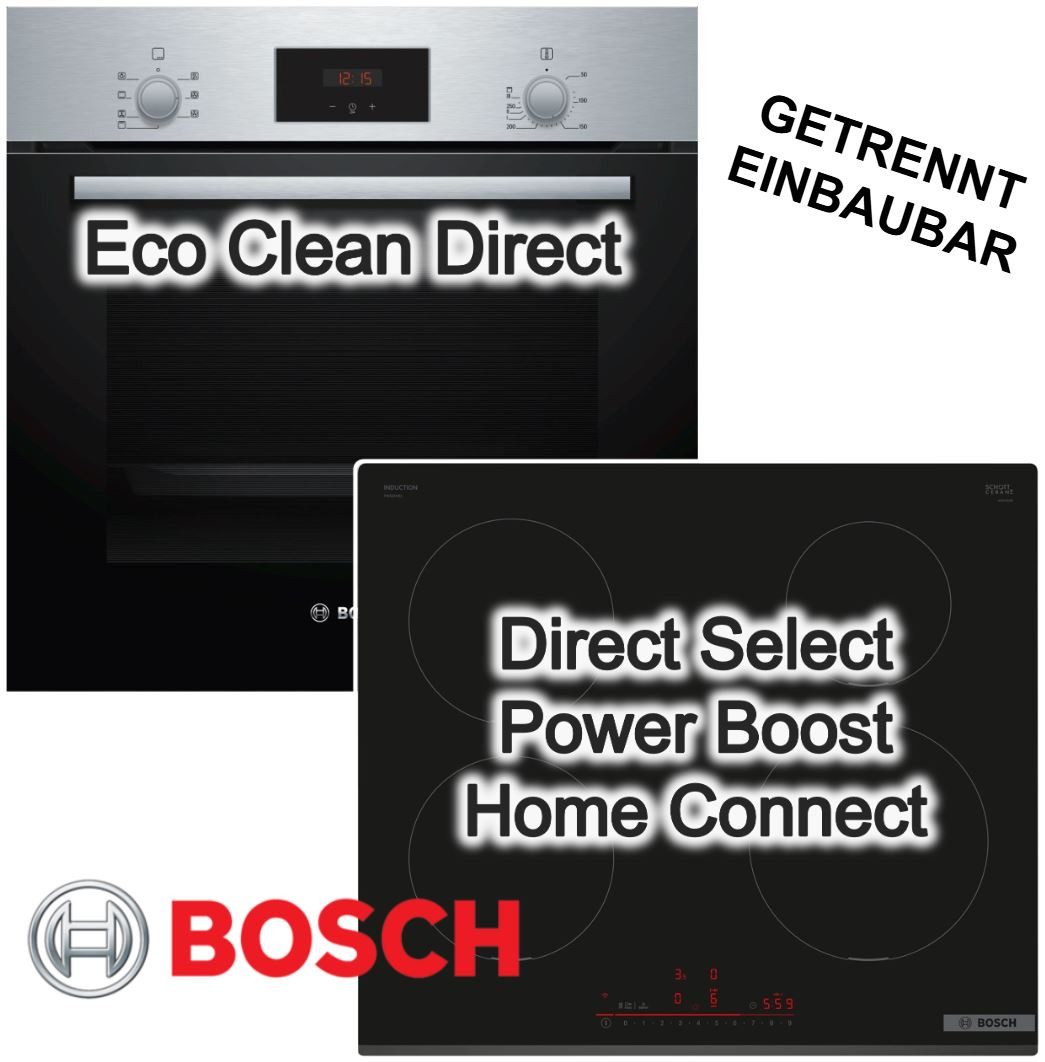 Backofen-Set Heissluft Induktionskochfeld HomeConnect DirectSelect 66 L Edelstahl