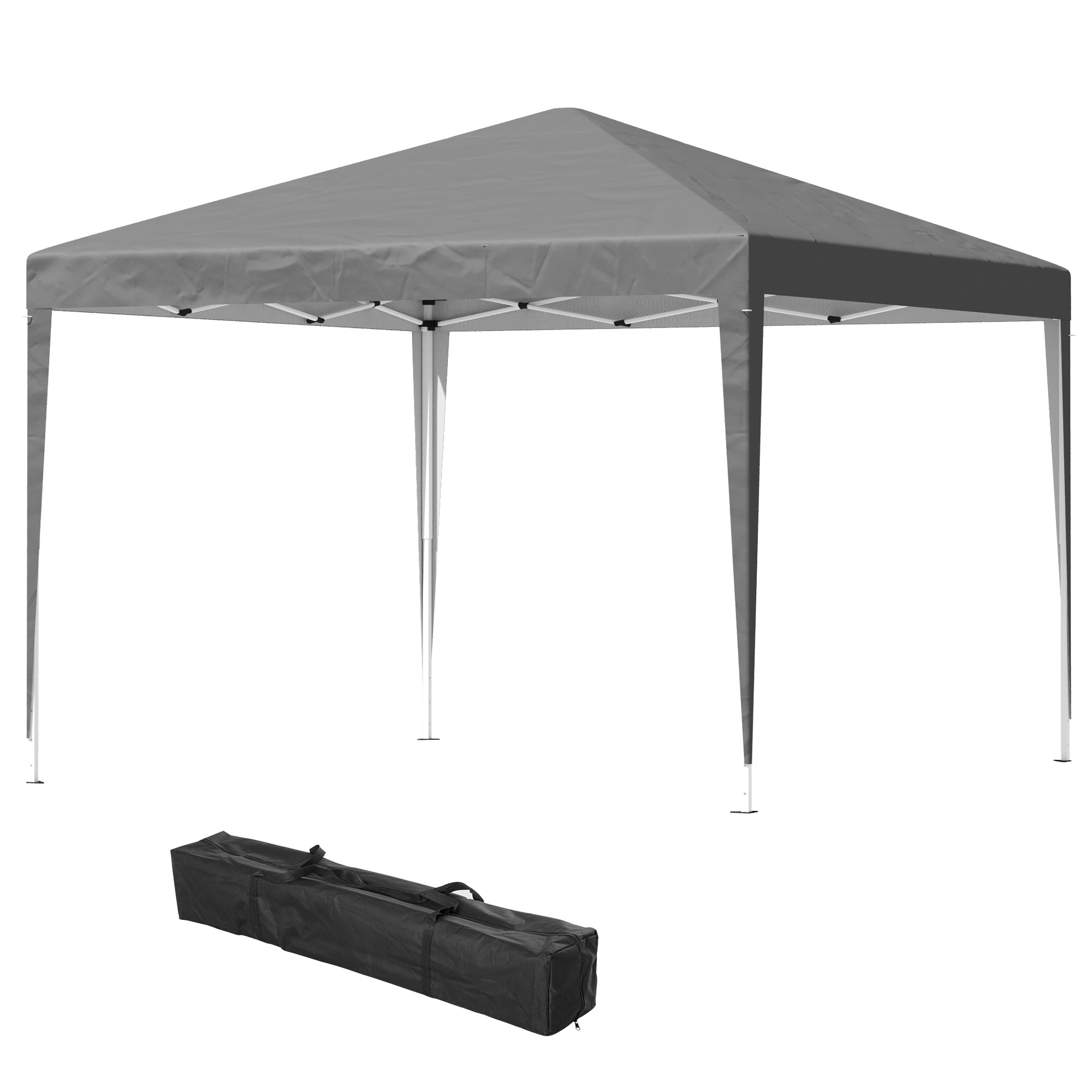 Outsunny Pop-Up Gartenpavillon Faltbarer Pavillon Anti-UV + Tragetasche aus Stahl Oxford 3 x 3 x 2,55 m Grau