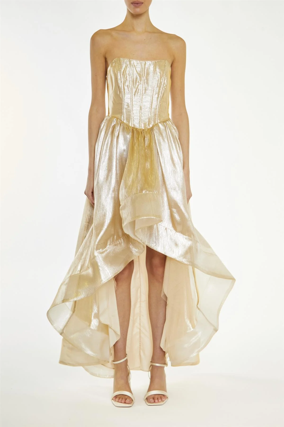 Winnie Gold Metallic Corset Hi-Low Dress
