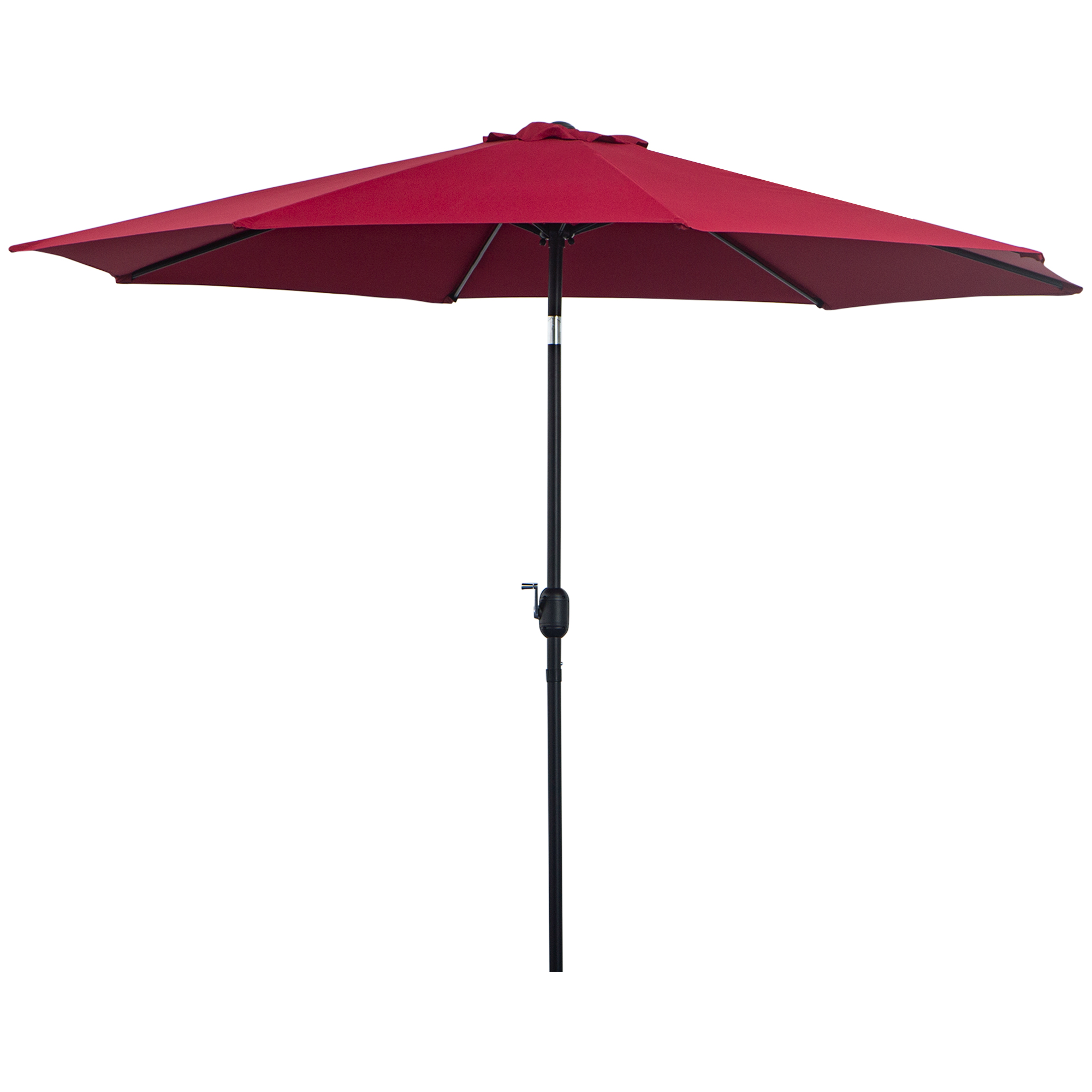 Outsunny Gartenschirm Balkonschirm Neigbar Ø 3 m Metall Rund Polyester 180g/m² Kurbel neigbar Bordeaux
