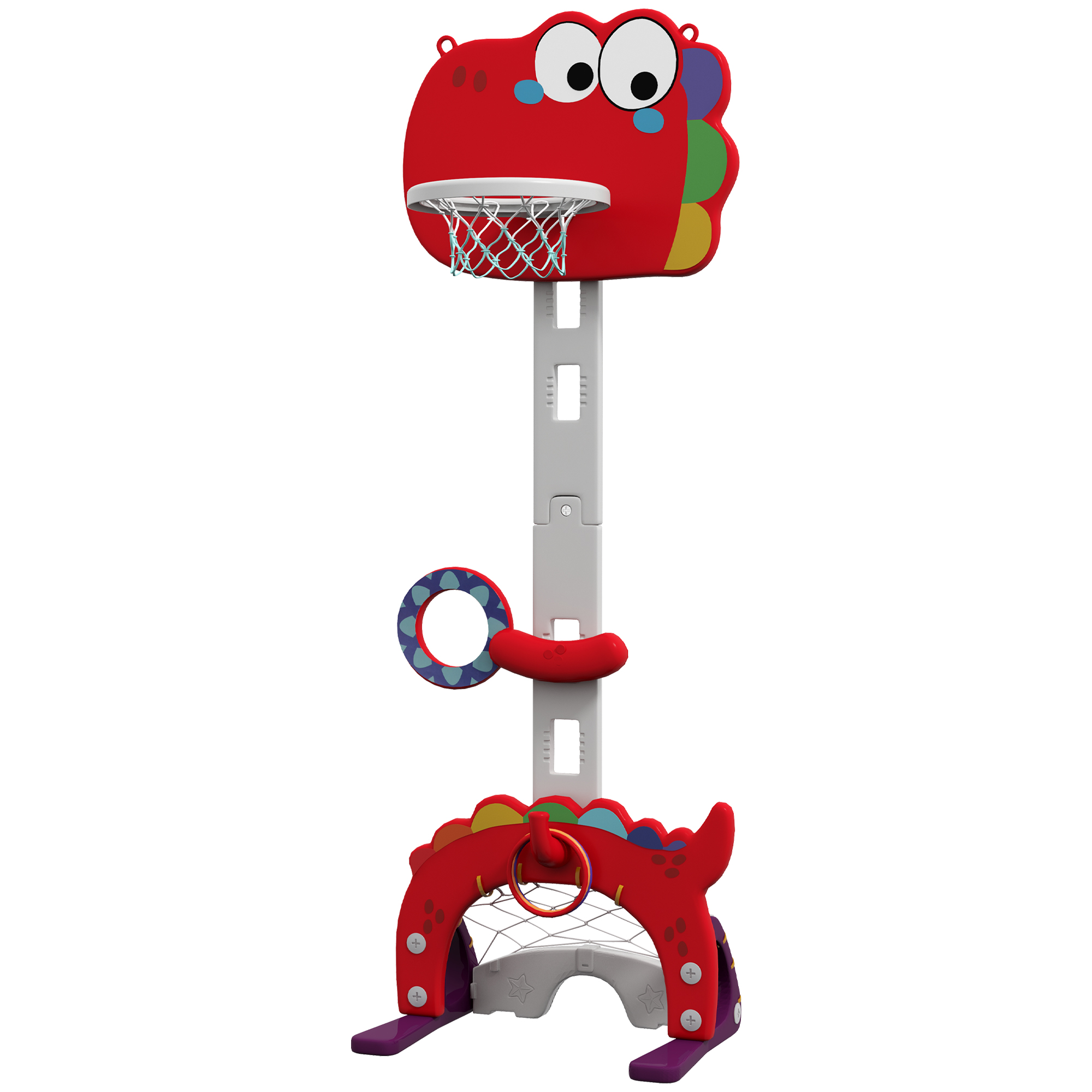 AIYAPLAY Kinder-Basketballkorb, höhenverstellbar, 5-in-1 Ballwurf, Golf, Fußball Lassospiel, 3-6 Jahre