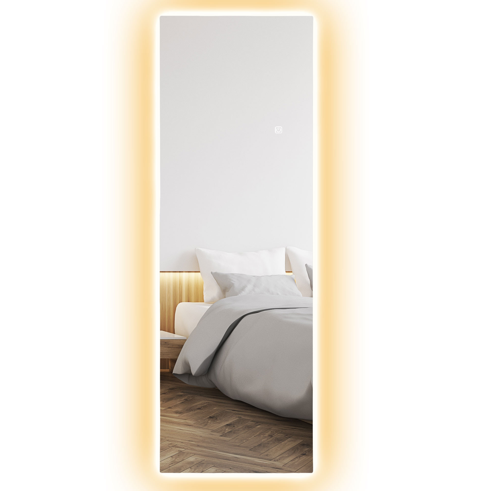 HOMCOM LED Ganzkörperspiegel, dimmbar, rahmenlos, Touch-Steuerung, 40 x 120 cm
