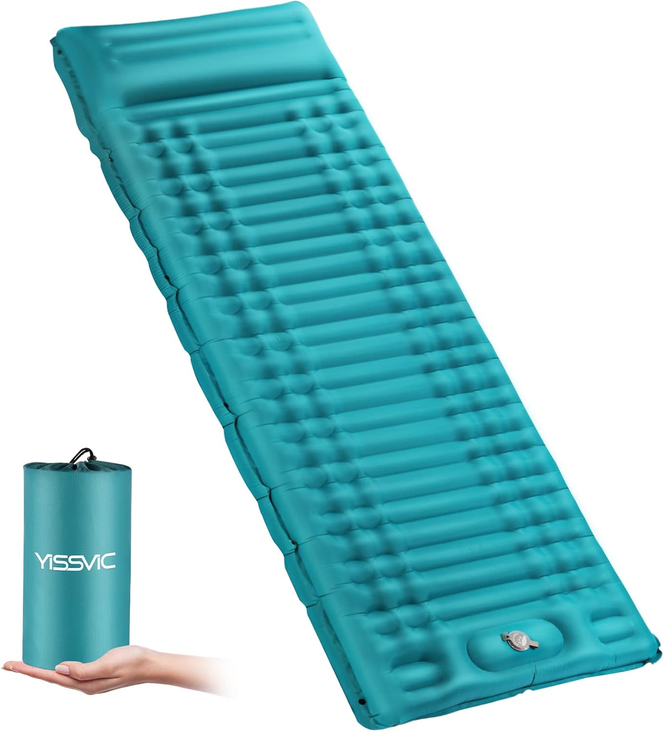 YISSVIC Materassino Campeggio Gonfiabile Autogonfiabile con Cuscino Portatile e Pieghevole per Outdoor, Arrampicata, Campeggio,Pesca, Spiaggia,Verde