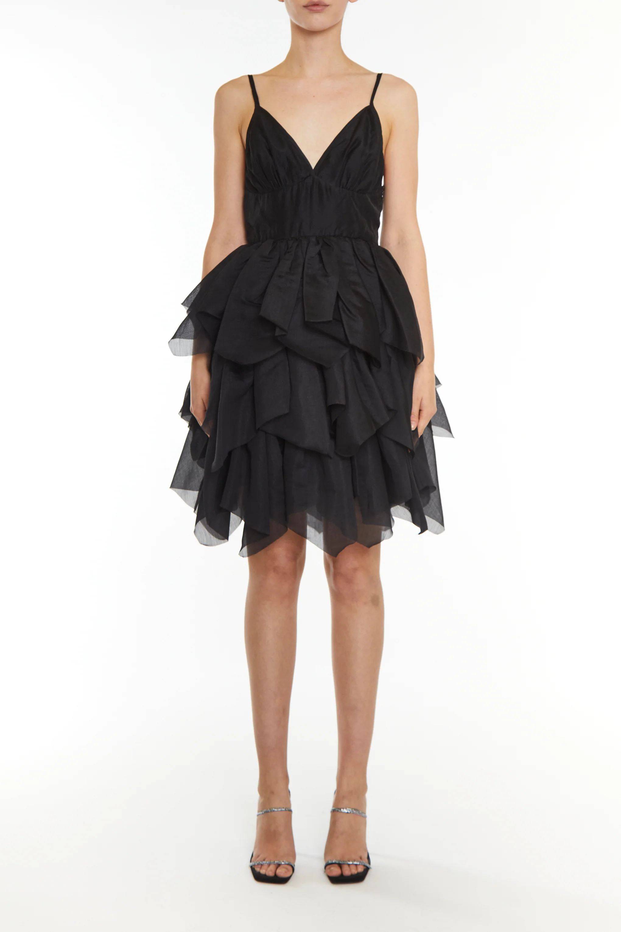Sophie Black Layered Hanky Hem Mini Dress