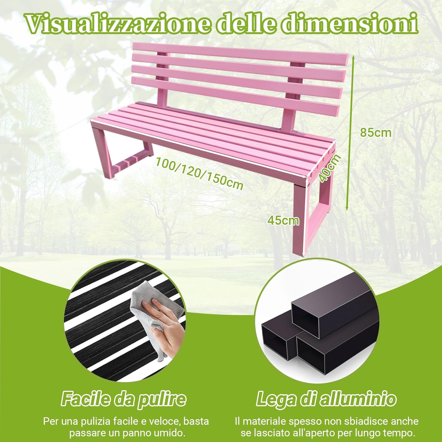 Garden Bench, Patio Benches, Outdoor Patio Benches, Metal Garden Bench for Porch, Lawn, Balcony and Yard (Size: 120x40x85cm)