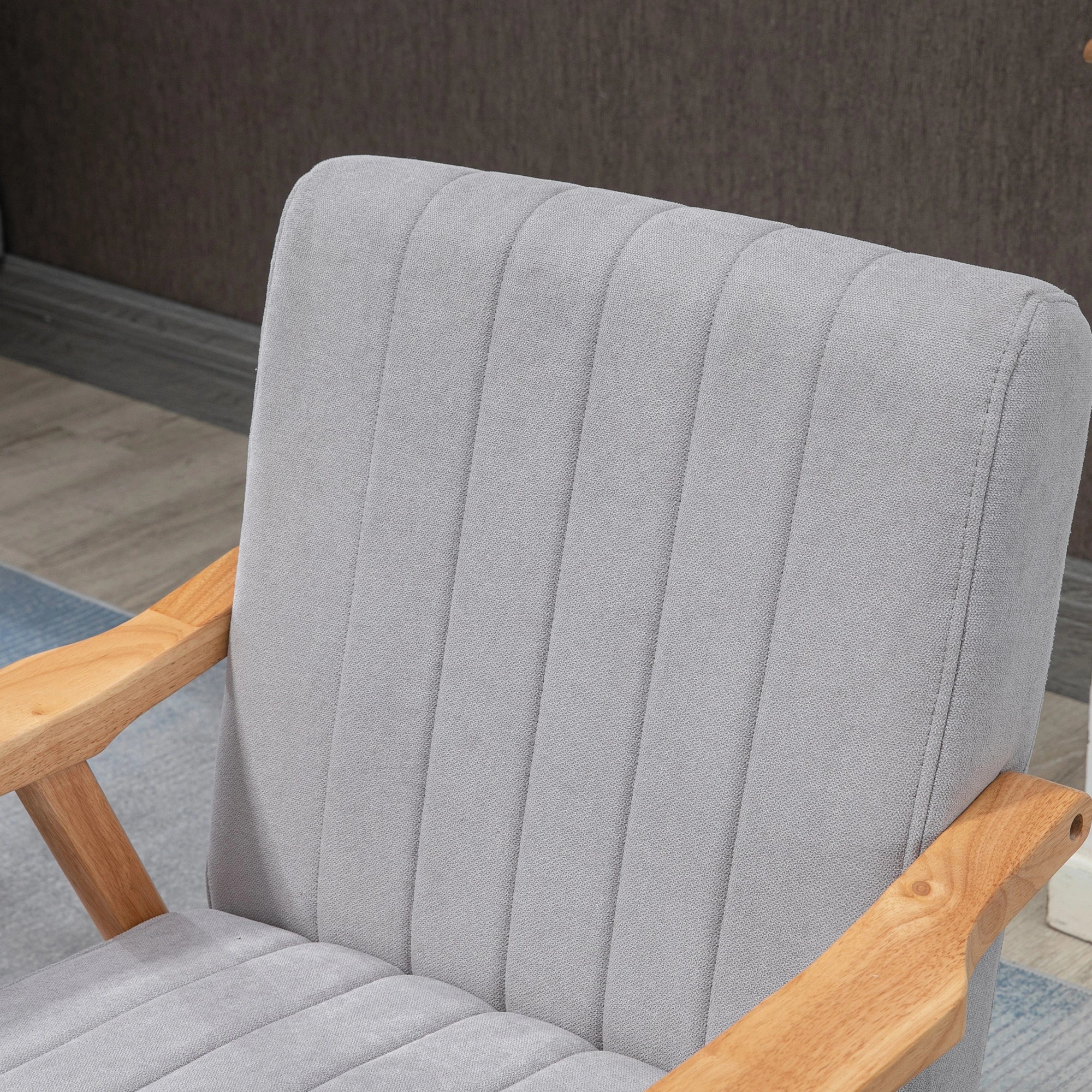 HOMCOM Polsterstuhl Skandi Design extra bequem Samt Hellgrau