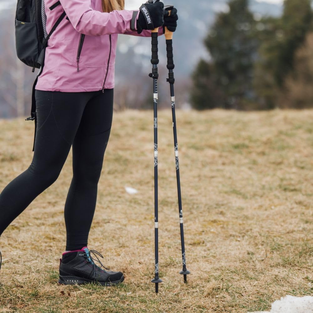 BOLLSEN Expedition Pro Wanderstöcke faltbar – Leichte Aluminium Trekkingstöcke, faltbar & höhenverstellbar – verstellbare Stöcke für Wandern, Trekking & Nordic Walking