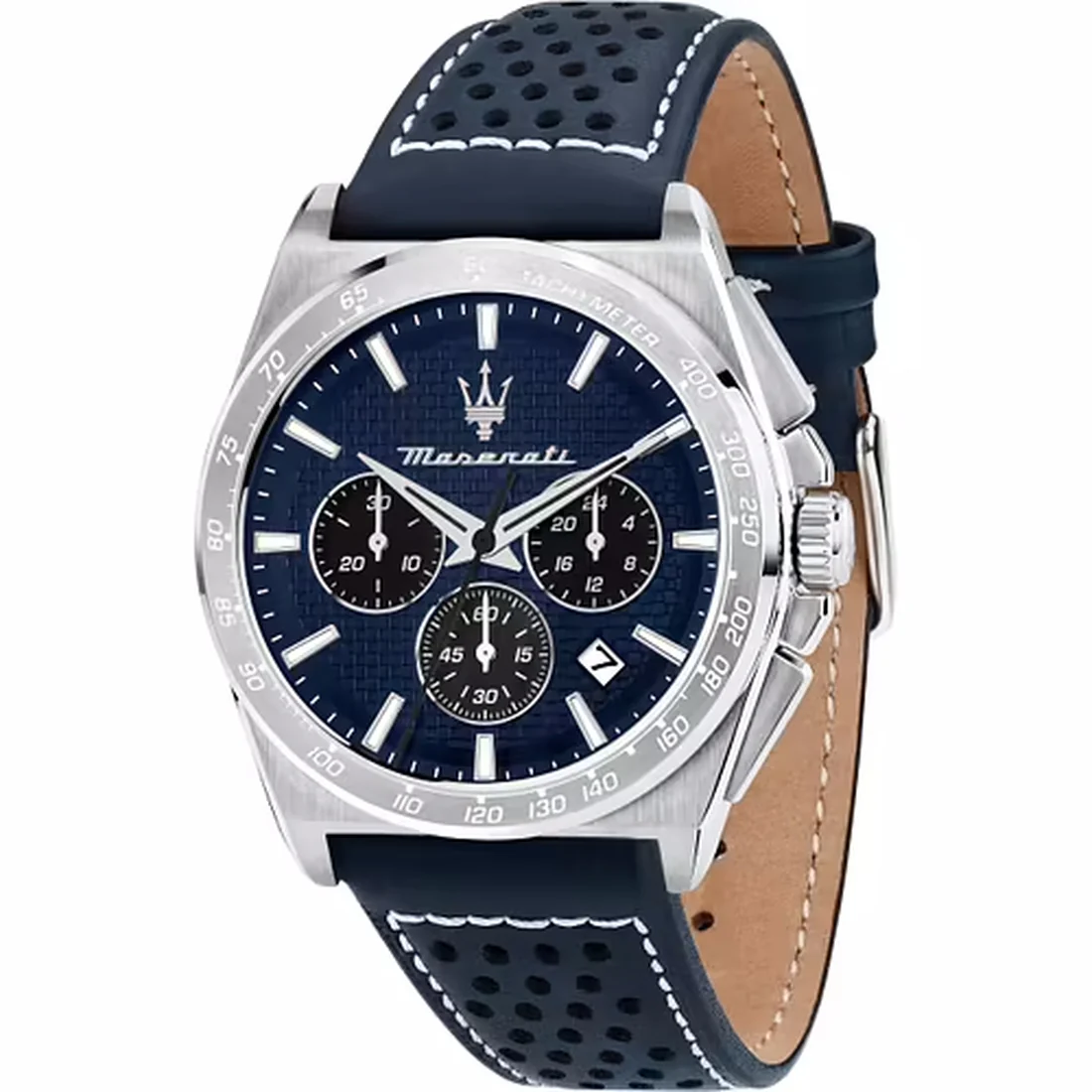 Orologio Maserati Velocit�� crono quadrante blu cinturino in pelle R8871652001