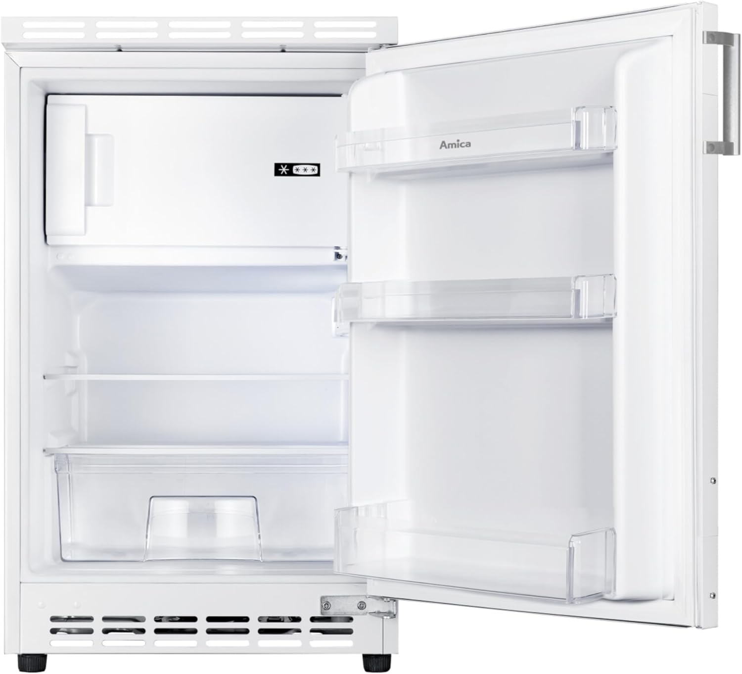 Amica Unterbau Kühlschrank dekorfähig für 815 cm Nische elektronische Steuerung Inverter Kompressor LED Beleuchtung Tür-Offen-Alarm, 82 liters