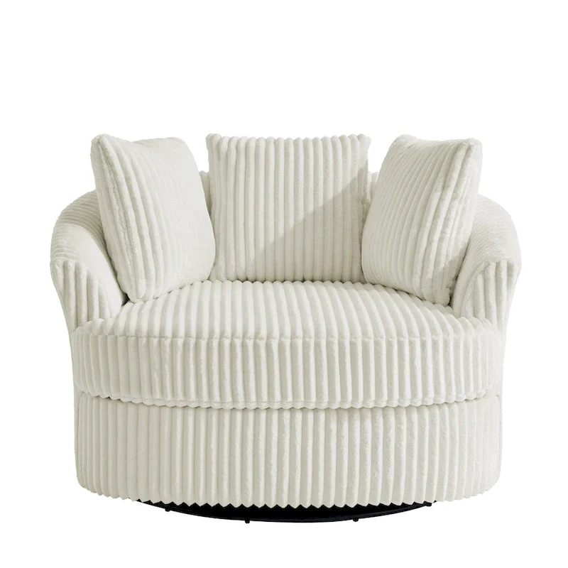 DREAMSIDEA 2 Set Recessed Arm Slipcovered Swivel Barrel Chair