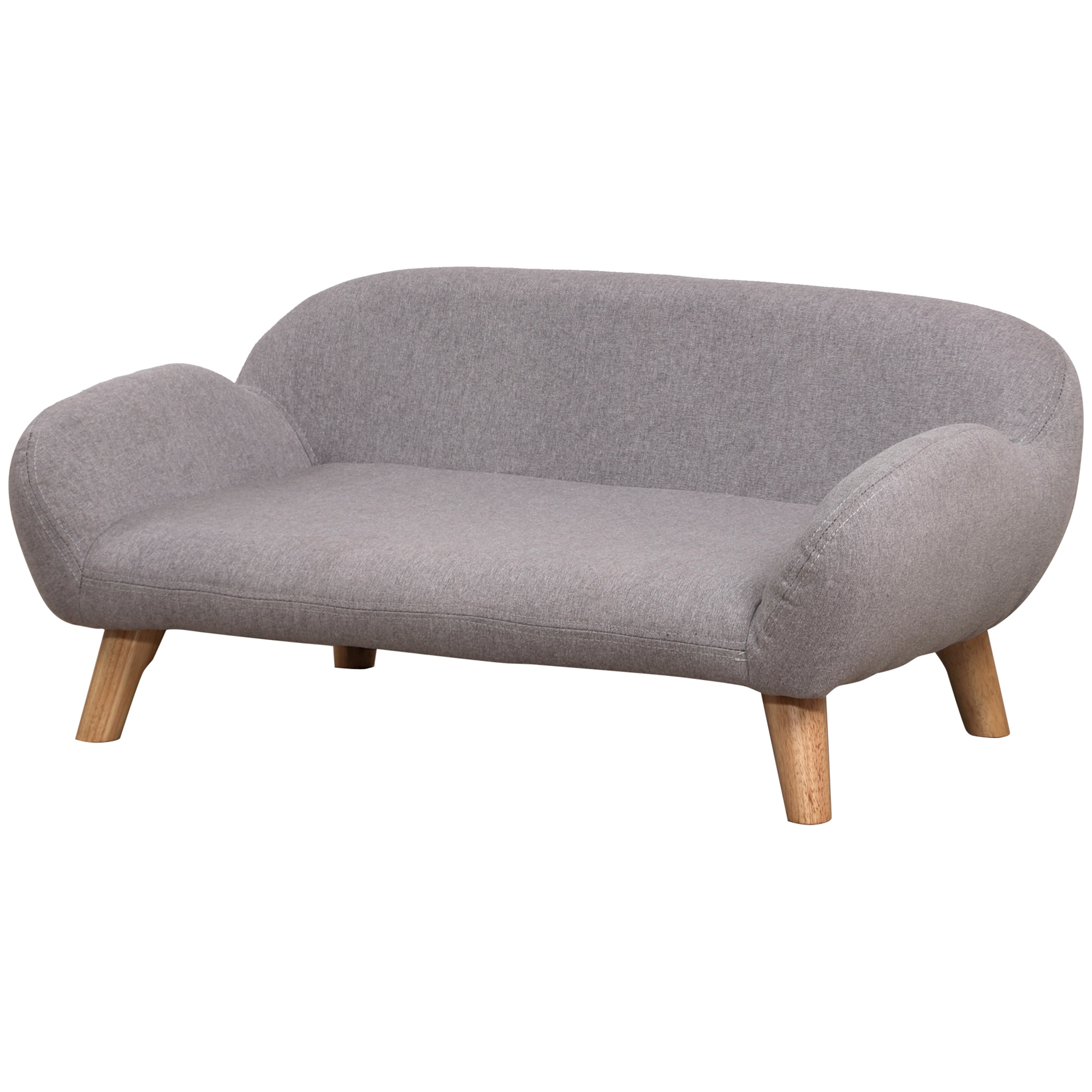 PawHut Hundesofa, Haustiersofa im skandinavischen Stil, schlanke Holzfüße, Stoffbezug 72 x 44 x 31 cm - Grau