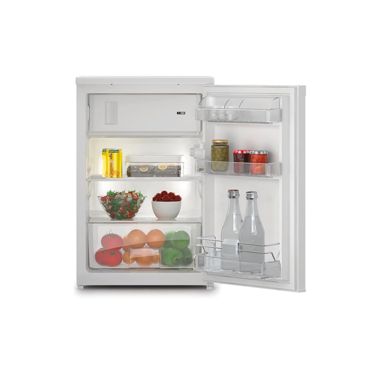 Freistehender Kühlschrank mit Gefrierfach K55V1 112W1 114 l Abtauautomatik wechselbarer Türanschlag Energieklasse E