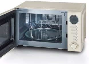 SEVERIN 2-in-1 Retromagnetron met grillfunctie, grilloven met 5 vermogensniveaus en 8 automatische programma's, hoogwaardige magnetron met grill, ca. 700 W, cr��me / chroom, MW 7892