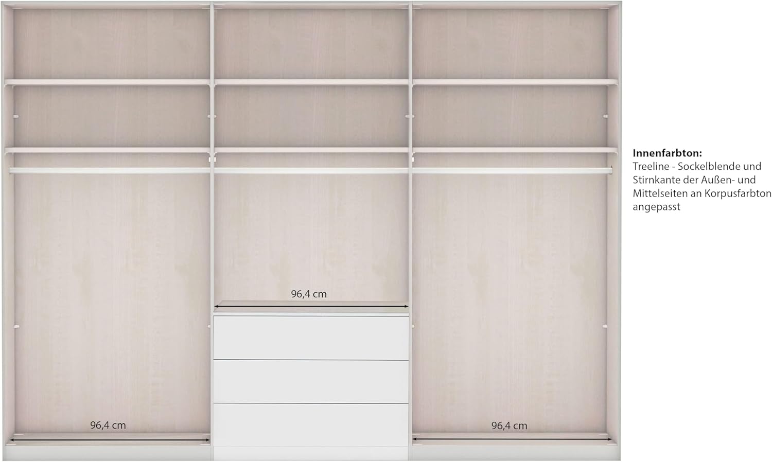 WIEMANN Drehtürenschrank mit 3 Schubkästen, Landhausstil Kleiderschrank 300cm breit, Weiß, Höhe 216cm, Marlow