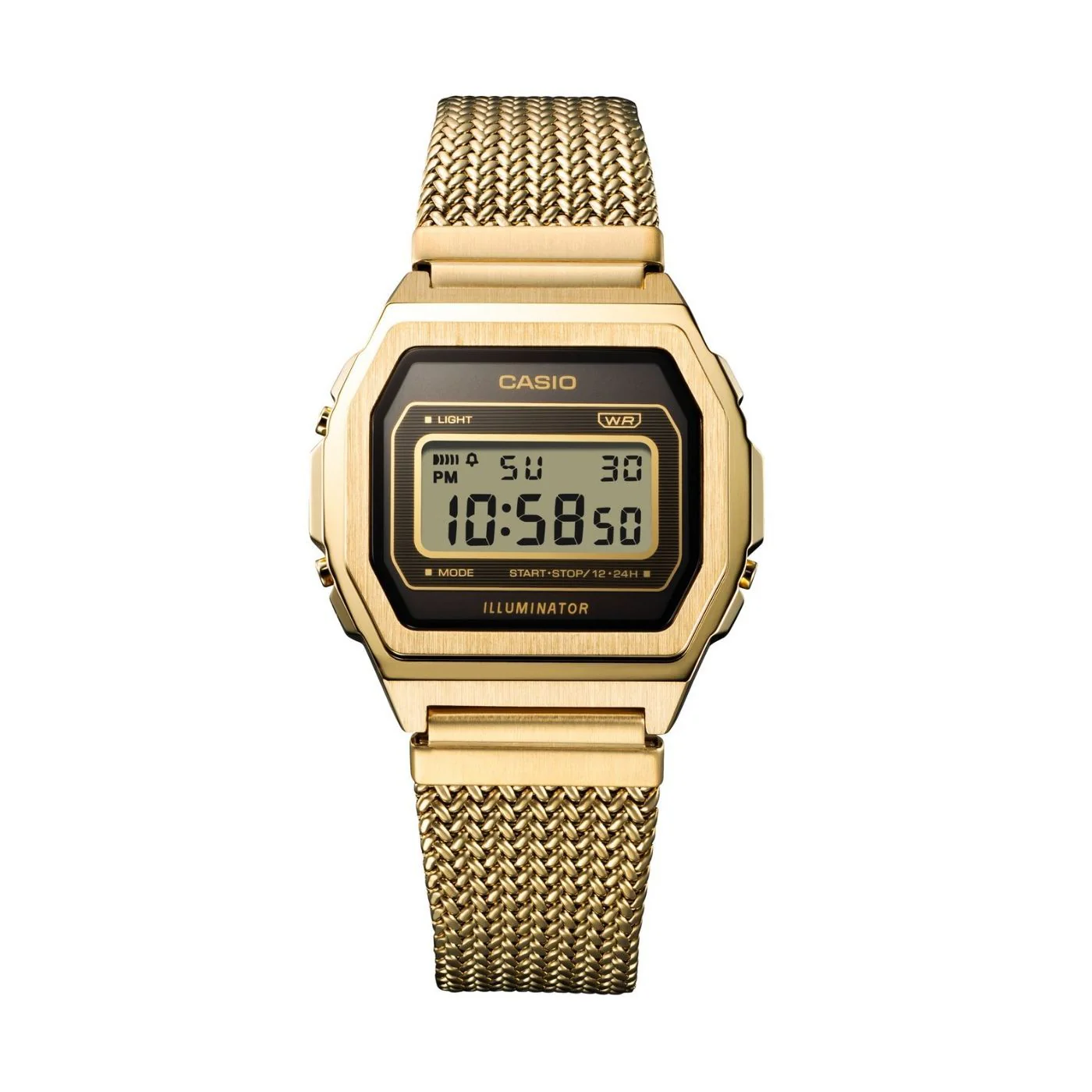 Casio vintage A1000MGA-5EF cassa e bracciale dorato