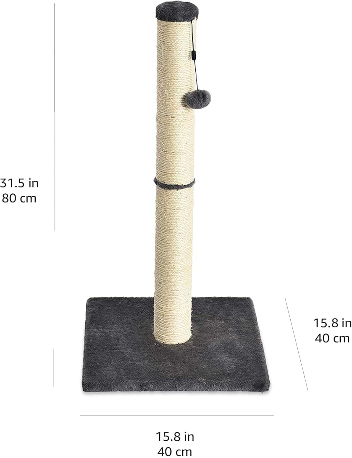 Tiragraffi per gatti da interno, standard, con giocattolo pendente, 80 cm, grigio