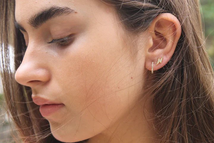 Mary-K Gold Pave Mini Hoops