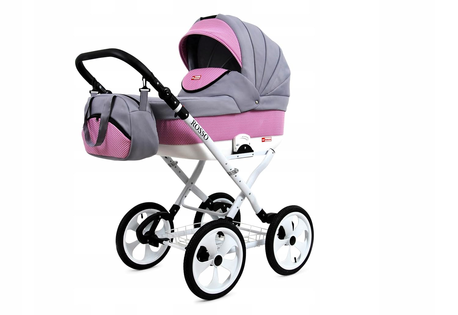 BabyLux® Bambimo Kinderwagen Set 2 in 1 - Rosso - incl. Babywanne, Buggy Sportsitz - Kinderwagenset - Kombikinderwagen mit Wickeltasche, Regenschutz, Moskitonetz, Cupholder usw.