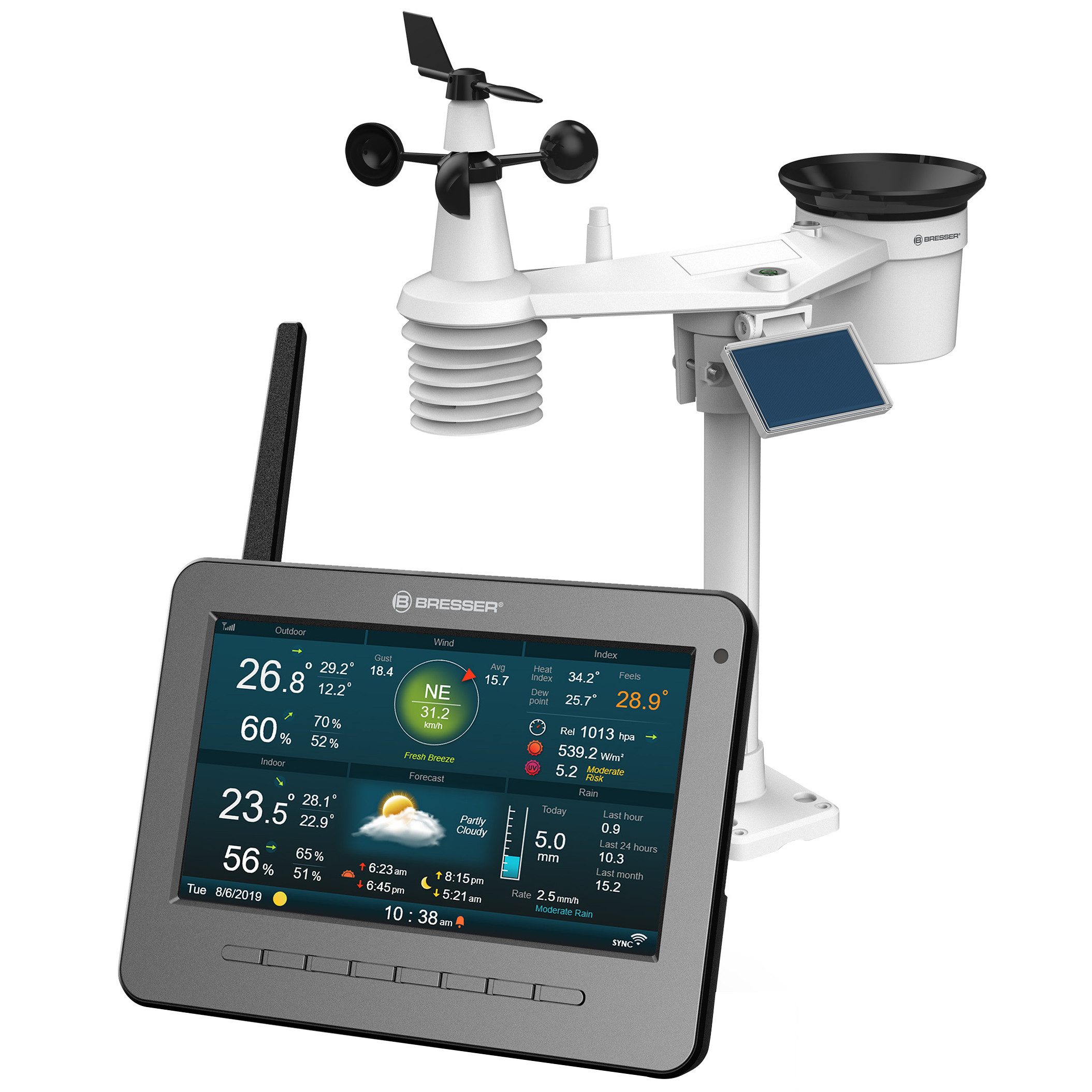 Wetterstation BRESSER WLAN HD TFT 7-in-1-Profi-Wetterstation mit verschiedenen Anze…