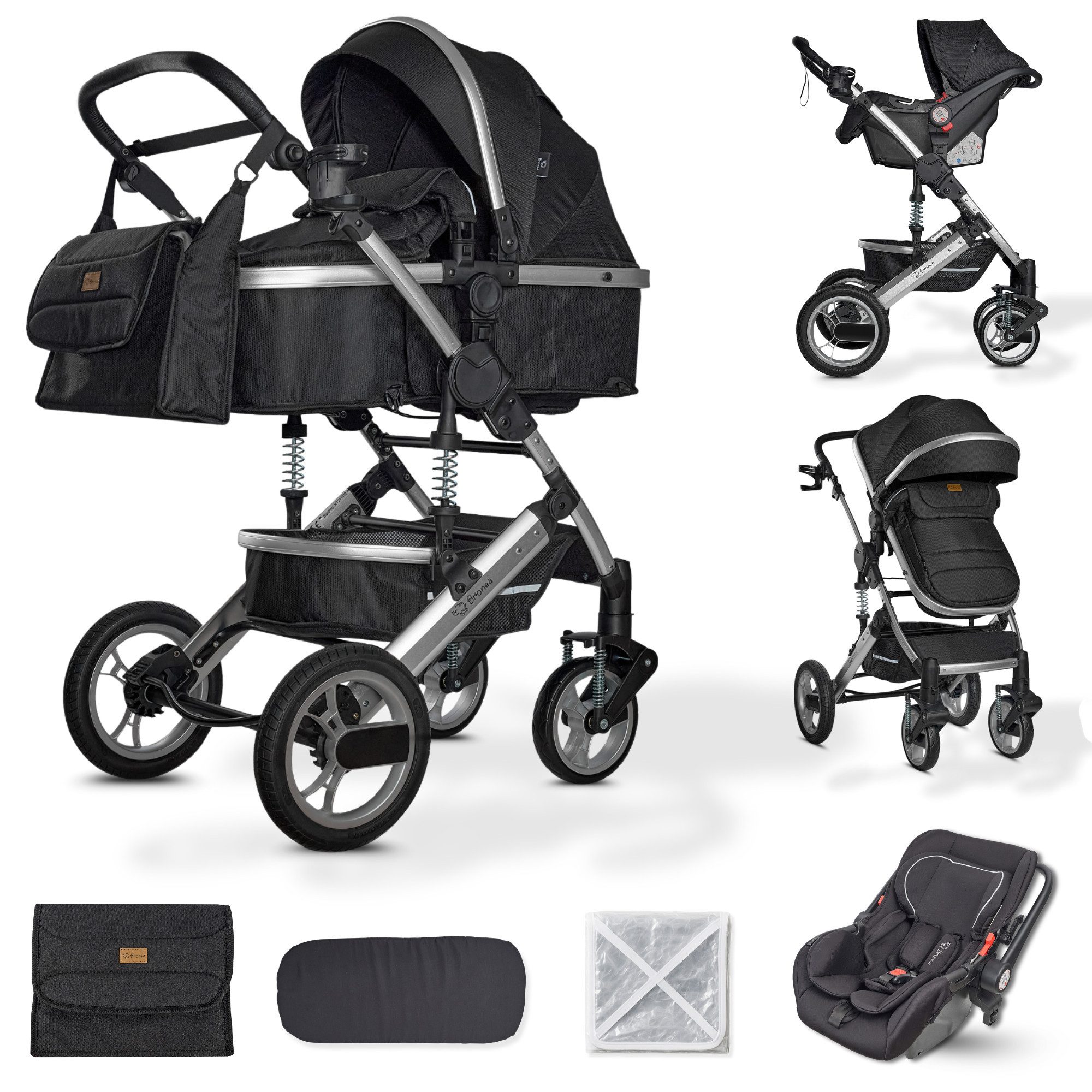 Kombi-Kinderwagen EXQUISE 2.0 Kinderwagen 3in1 mit MATRATZE, BUGGY & AUTO-BABYSCHALE