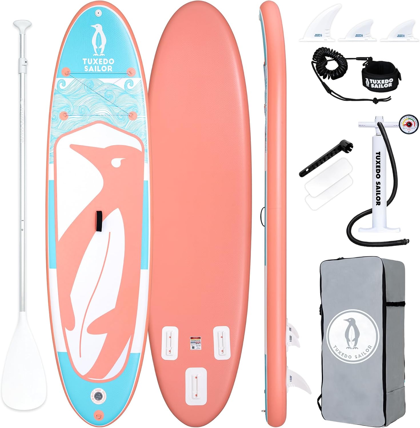 Tuxedo Sailor Stand Up Paddle Board Gonfiabile 240/320/365 cm Tavola da SUP Adulti e Bambini, Tavola Gonfiabili da Stand Up Paddle con Accessori Premium