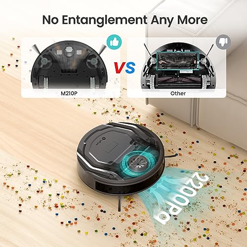 LEFANT Robot Aspirapolvere con 2200Pa, Senza Grovigli,7,6cm Ultra Sottile,Autocaricante,Wi Fi/App/Alexa,120 Minuti,6 Modalità di Pulizia,Ideale per Peli di Animali Domestici,Pavimenti Duri M210 Pro : Casa e cucina