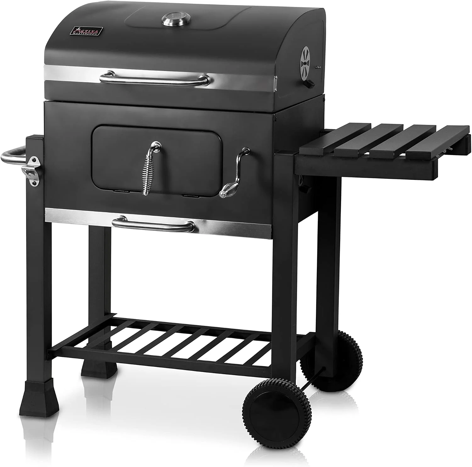 ACTIVA Holzkohlegrill Angular Guss inkl. Gusseisenrost & wetterfester Abdeckhaube I Holzkohlegrill mit Deckel