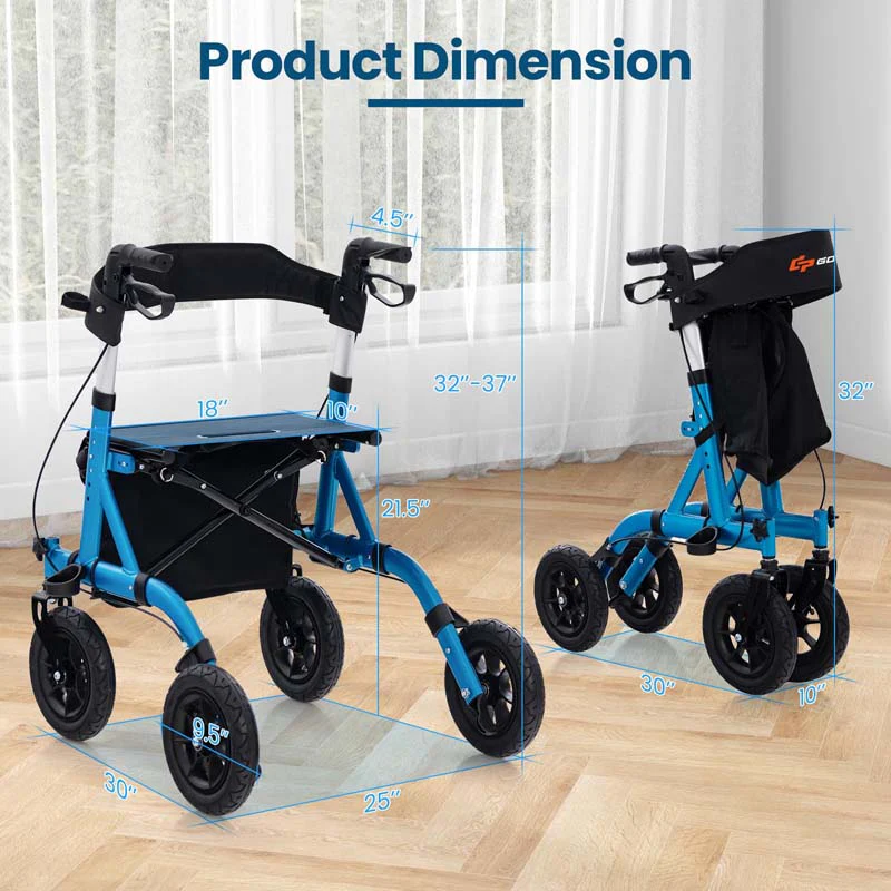 Foldable Rolling Walker with 9.5