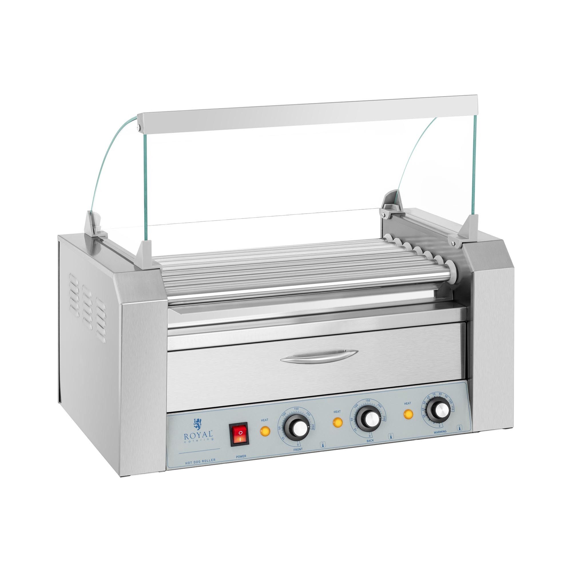 Elektrogrill Hot Dog Grill 7 Rollen 12 Würstchen Rollengrill Würstchengrill 2 Zonen