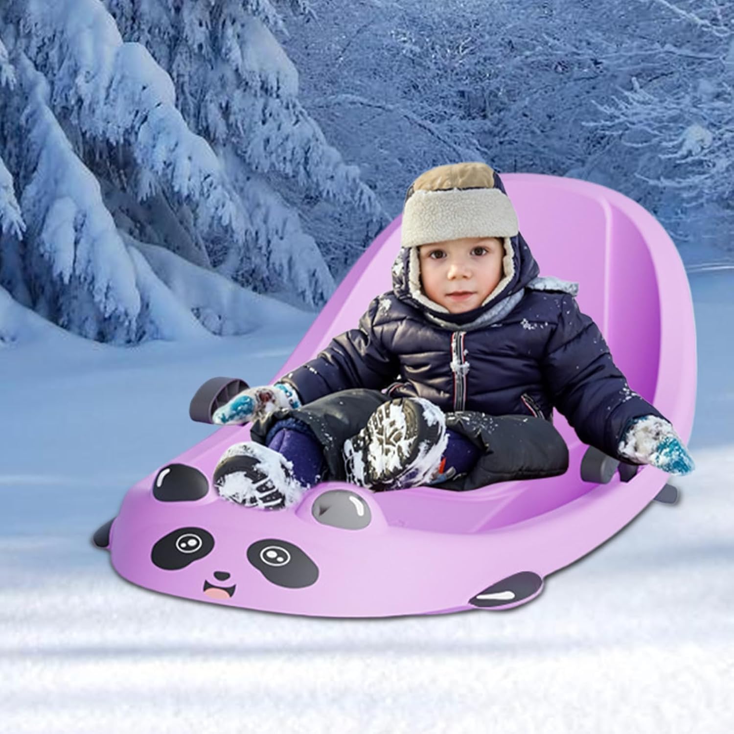 Schneeschlitten für Kinder | Wintersport mit Rückenlehne, Outdoor-Schneeschlitten mit Bremse – für Jungen und Mädchen, Vorschüler, Schneehügel, Park, Hinterhof, Spielplatz