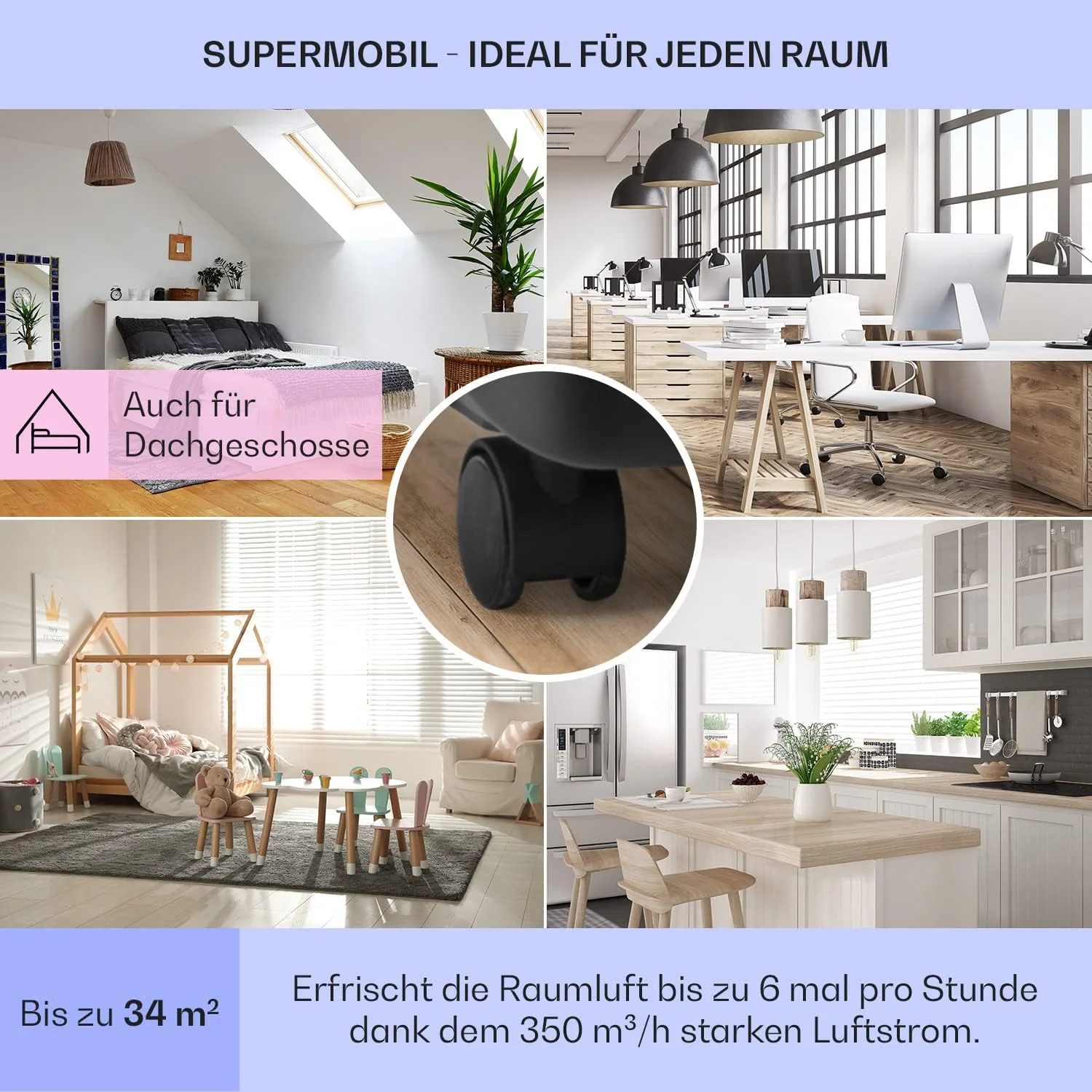 Klarstein Mobiele Airco met Afvoerslang, 3-in-1 Airconditioner met Ventilator & Luchtontvochtiger, Kleine & Draagbare Airco voor Thuis & op Kantoor, met Nachtmodus & App-bediening, 7000 BTU