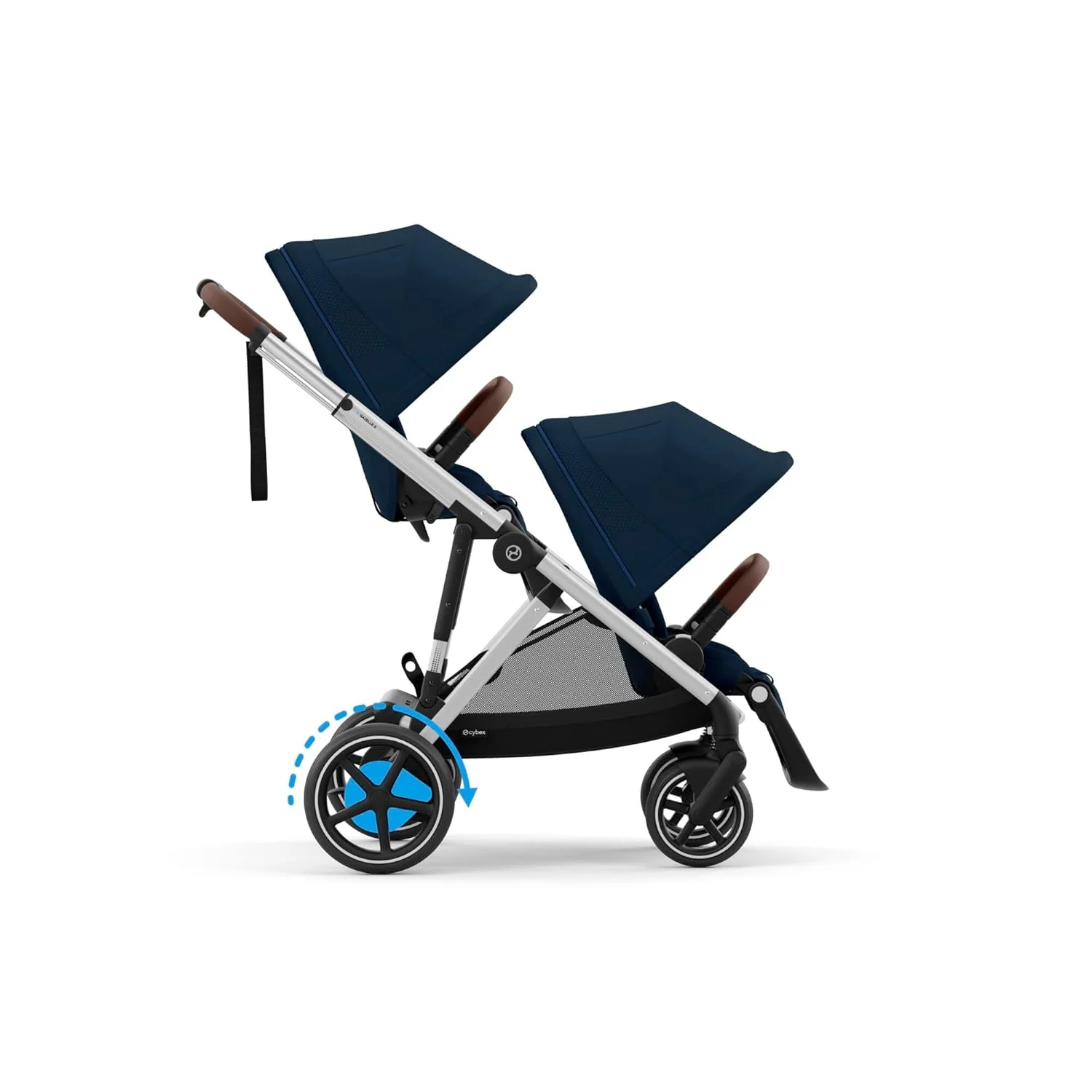 CYBEX Gold Kinderwagen e-GAZELLE S, Ab Geburt bis ca. 4 Jahre, Max. 22 kg (Single-Modus) / 2x 22 kg (Duo-Modus), All-in-1-System mit E-Antrieb und 20+ Konfigurationen, Moon Black