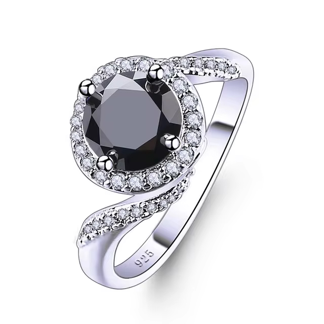 925 Sterling Silver Cubic Zircon 4 Claws Twisted Shape Ring