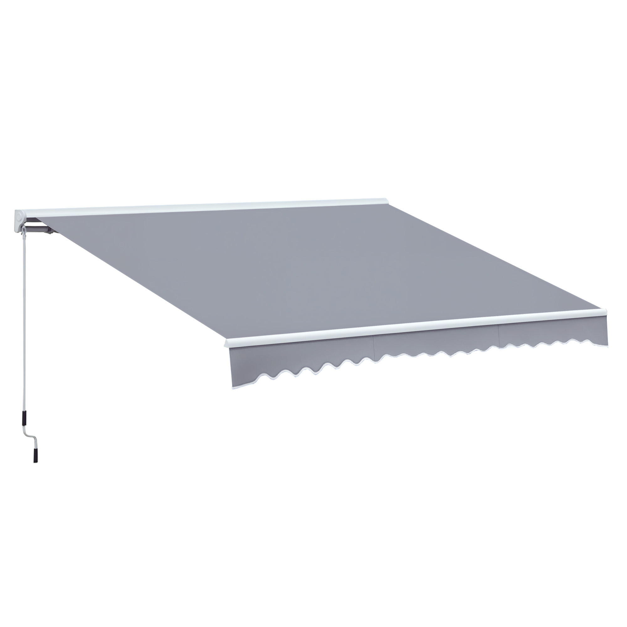 Outsunny Gelenkarmmarkise Verstellbare Klemmmarkise Terrassenmarkise 4,5 x 3m Sonnenschutz mit Kurbel, Balkonmarkise, Grau