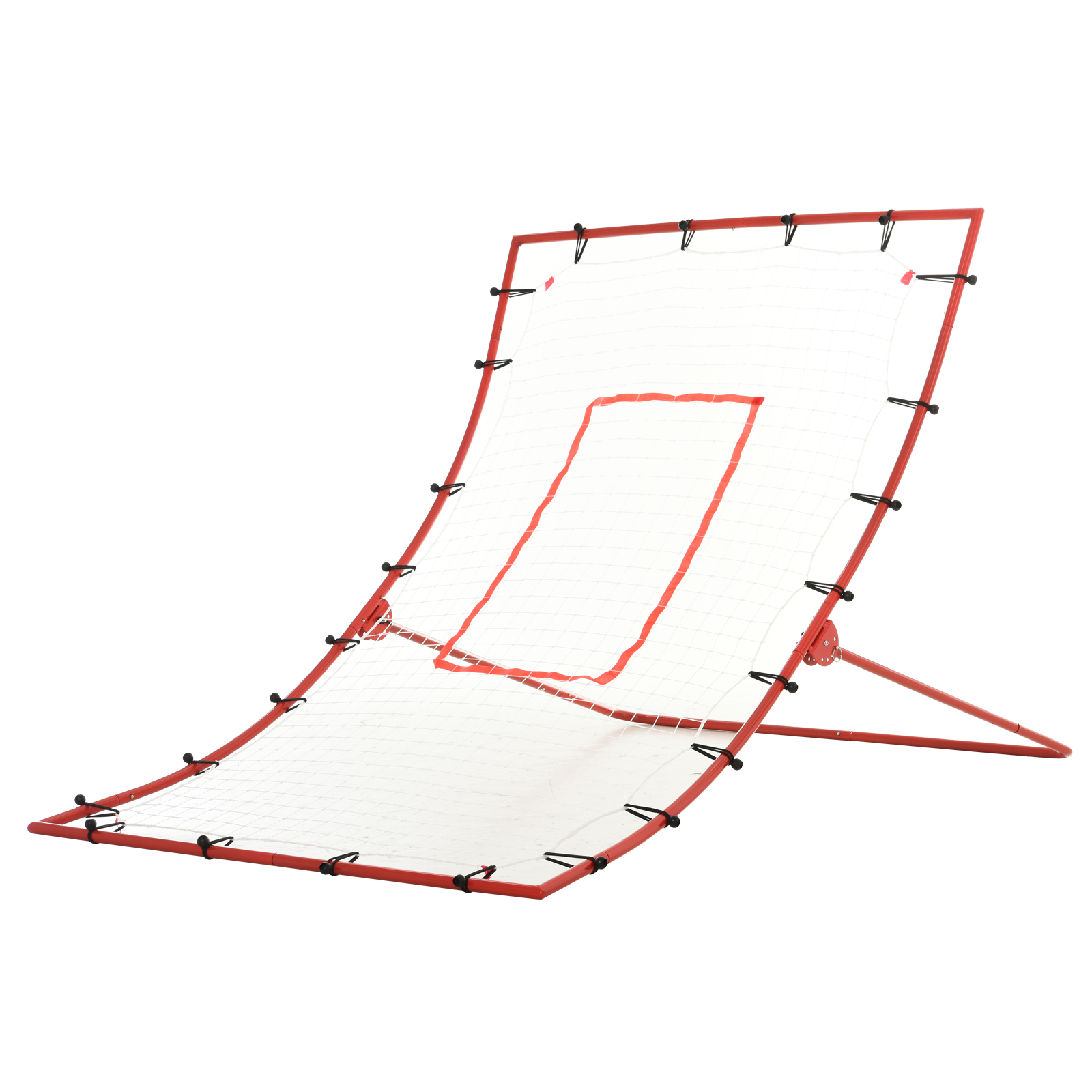 HOMCOM Fußball-Rebound-Netz, Fußball-Rebounder, verstellbare Winkel, Befestigungszubehör inklusive, Rot, Weiß